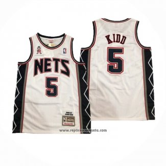 Camiseta Brooklyn Nets Jason Kidd #5 Mitchell & Ness 2006-07 Blanco