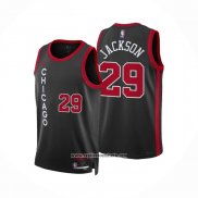 Camiseta Chicago Bulls Quenton Jackson #29 Ciudad 2023-24 Negro