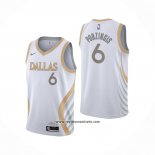 Camiseta Dallas Mavericks Kristaps Porzingis #6 Ciudad 2020-21 Blanco