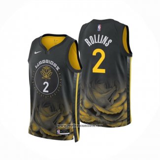 Camiseta Golden State Warriors Ryan Rollins #2 Ciudad 2022-23 Negro