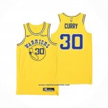 Camiseta Golden State Warriors Stephen Curry #30 Hardwood Classic Autentico Amarillo