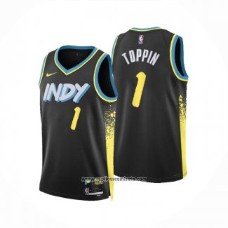 Camiseta Indiana Pacers Obi Toppin #1 Ciudad 2023-24 Negro