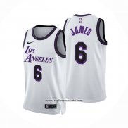 Camiseta Los Angeles Lakers LeBron James #6 Ciudad 2022-23 Blanco