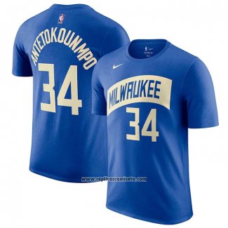 Camiseta Manga Corta Milwaukee Bucks Giannis Antetokounmpo Ciudad 2023-24 Azul