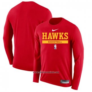 Camiseta Manga Larga Atlanta Hawks Practice Performance 2022-23 Rojo