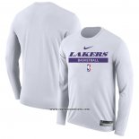 Camiseta Manga Larga Los Angeles Lakers Practice Performance 2022-23 Blanco