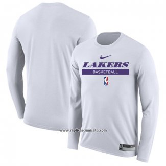 Camiseta Manga Larga Los Angeles Lakers Practice Performance 2022-23 Blanco