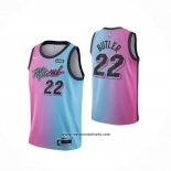 Camiseta Miami Heat Jimmy Butler #22 Ciudad 2020-21 Azul Rosa