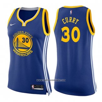 Camiseta Mujer Golden State Warriors Stephen Curry #30 Icon 2017-18 Azul