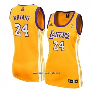 Camiseta Mujer Los Angeles Lakers Kobe Bryant #24 Amarillo