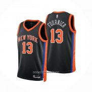 Camiseta New York Knicks Evan Fournier #13 Ciudad 2022-23 Negro