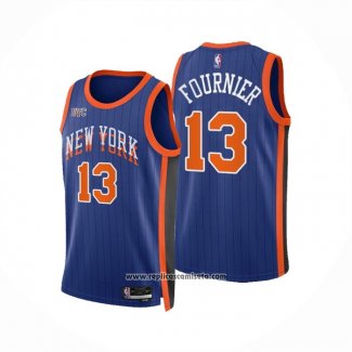 Camiseta New York Knicks Evan Fournier #13 Ciudad 2023-24 Azul