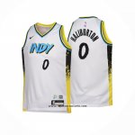 Camiseta Nino Indiana Pacers Tyrese Haliburton #0 Ciudad 2024-25 Blanco