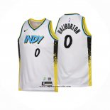 Camiseta Nino Indiana Pacers Tyrese Haliburton #0 Ciudad 2024-25 Blanco
