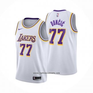 Camiseta Nino Los Angeles Lakers Luka Doncic #77 Association 2024-25 Blanco