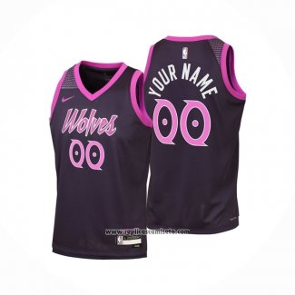Camiseta Nino Minnesota Timberwolves Personalizada Ciudad 2025-26 Negro