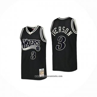 Camiseta Philadelphia 76ers Allen Iverson NO 3 Mitchell & Ness 1997-98 Negro2