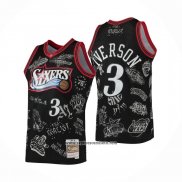 Camiseta Philadelphia 76ers Allen Iverson #3 Mitchell & Ness 1997-98 Tattoo Negro