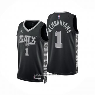 Camiseta San Antonio Spurs Victor Wembanyama #1 Statement 2022-23 Negro