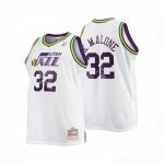 Camiseta Utah Jazz Karl Malone NO 32 Mitchell & Ness 1991-92 Blanco