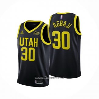 Camiseta Utah Jazz Ochai Agbaji #30 Statement 2022-23 Negro