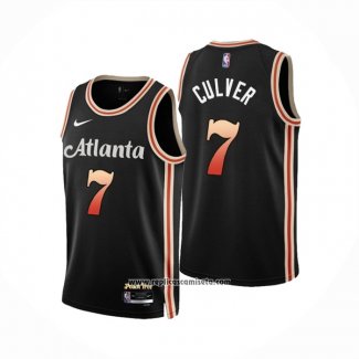 Camiseta Atlanta Hawks Jarrett Culver #7 Ciudad 2022-23 Negro