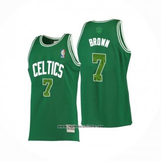 Camiseta Boston Celtics Jaylen Brown #7 Snakeskin Hardwood Classics 2021 Verde