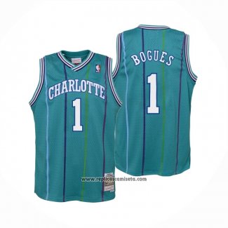 Camiseta Charlotte Hornets Muggsy Bogues #1 Hardwood Classics 1992-93 Verde