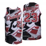 Camiseta Chicago Bulls Michael Jordan #23 Blanco Negro Rojo