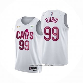 Camiseta Cleveland Cavaliers Ricky Rubio #99 Association 2022-23 Blanco