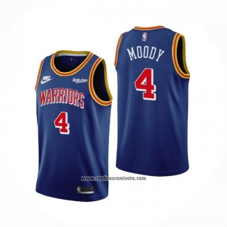 Camiseta Golden State Warriors Moses Moody #4 75th Anniversary Azul