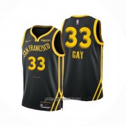 Camiseta Golden State Warriors Rudy Gay #33 Ciudad 2023-24 Negro
