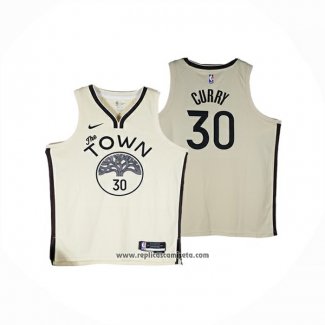 Camiseta Golden State Warriors Stephen Curry NO 30 Ciudad 2025-26 Crema