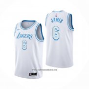 Camiseta Los Angeles Lakers LeBron James #6 Ciudad 2021-22 Blanco