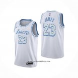Camiseta Los Angeles Lakers Lebron James #23 Ciudad 2020-21 Blanco