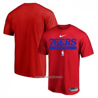 Camiseta Manga Corta Philadelphia 76ers Practice Performance 2022-23 Rojo