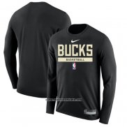 Camiseta Manga Larga Milwaukee Bucks Practice Performance 2022-23 Negro