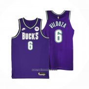 Camiseta Milwaukee Bucks Luca Vildoza #6 Classic 2022-23 Violeta