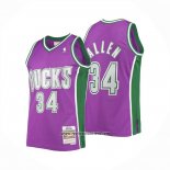 Camiseta Milwaukee Bucks Ray Allen #34 Mitchell & Ness 2001-02 Violeta