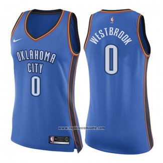Camiseta Mujer Oklahoma City Thunder Russell Westbrook #0 Icon 2017-18 Azul