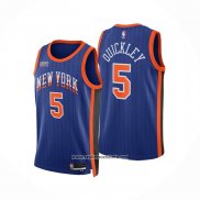 Camiseta New York Knicks Immanuel Quickley #5 Ciudad 2023-24 Azul