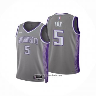 Camiseta Nino Sacramento Kings De'Aaron Fox #5 Ciudad 2022-23 Gris