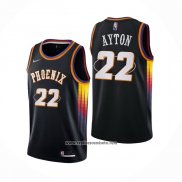 Camiseta Phoenix Suns Deandre Ayton #22 75th Anniversary 2022 Negro