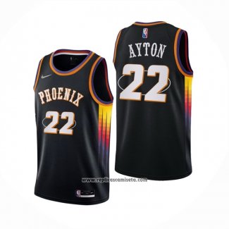 Camiseta Phoenix Suns Deandre Ayton #22 75th Anniversary 2022 Negro