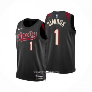 Camiseta Portland Trail Blazers Anfernee Simons #1 Ciudad 2023-24 Negro