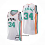 Camiseta San Antonio Spurs Jock Landale #34 Ciudad 2021-22 Blanco