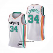 Camiseta San Antonio Spurs Jock Landale #34 Ciudad 2021-22 Blanco