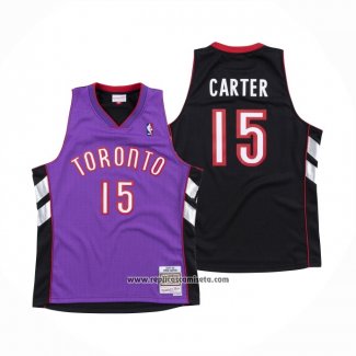 Camiseta Toronto Raptors Vince Carter #15 Hardwood Classics Throwback Negro Violeta