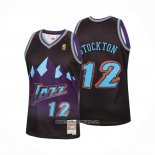 Camiseta Utah Jazz John Stockton #12 Mitchell & Ness 1996-97 Negro