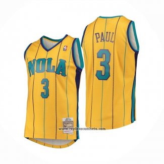 Camiseta Charlotte Hornets Chris Paul #3 Mitchell & Ness 2010-11 Amarillo